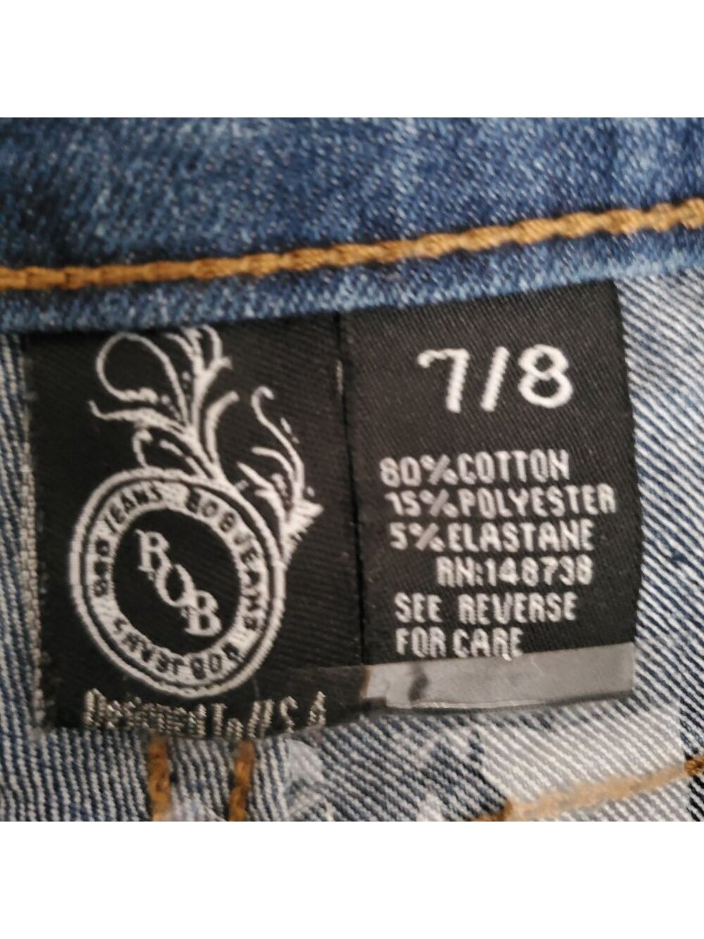 BOB Jeans High Waist Ripped Distressed Chewed Hem Skinny Blue Denim Jeans Sz 7/8 - Picture 6 of 11